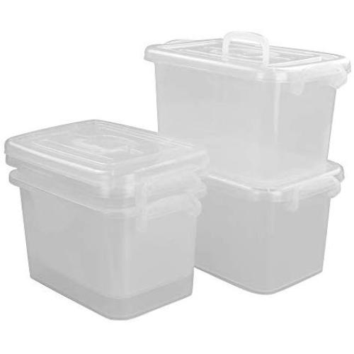 Fiaze 4-Pack 6 Quart Clear Latch Storage Boxes with Lid, Handle and Latches