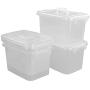 Fiaze 4-Pack 6 Quart Clear Latch Storage Boxes with Lid, Handle and Latches