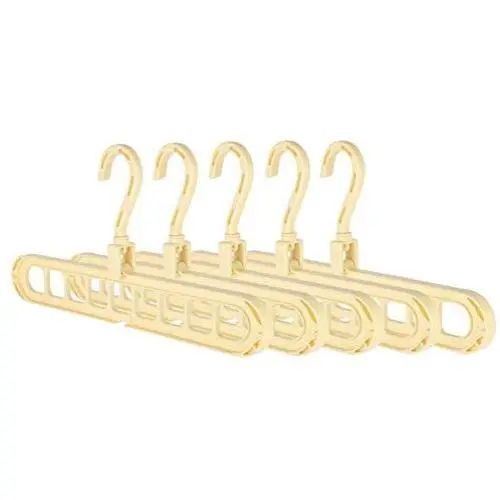 Regun 5Pcs Portable Multifunctional Folding Clothes Hangers 9 Holes Space Saving Clothing Holder(Beige) Regun 5Pcs Portable Multifunctional Folding Clothes Hangers 9 Holes Space Saving Clothing Holder(Beige)