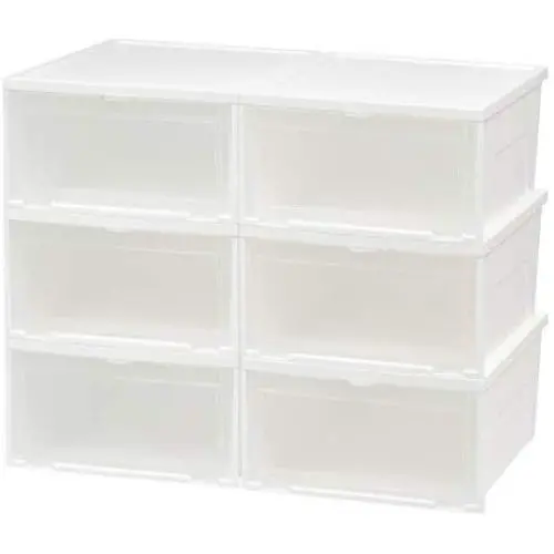 IRIS USA NSSB-W Front Entry Stacking Shoe Box, Wide, White, 6 Pack IRIS USA NSSB-W Front Entry Stacking Shoe Box, Wide, White, 6 Pack