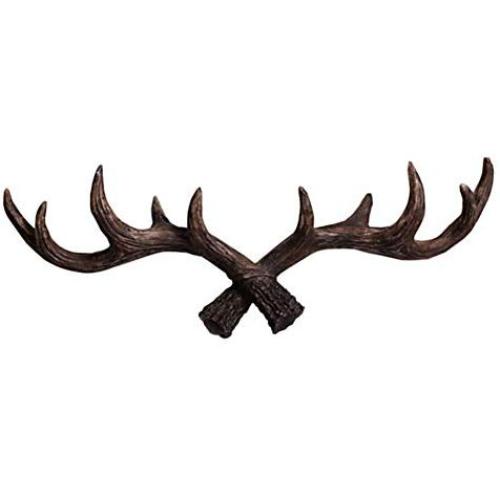 Antlers Wall Mounted Coat Hooks Vintage Rustic Cast Iron Deer Clothes Hanger for Coat Rack, Key Holder, Hat Hanger, Bath Room Wall Hanger(Dark)