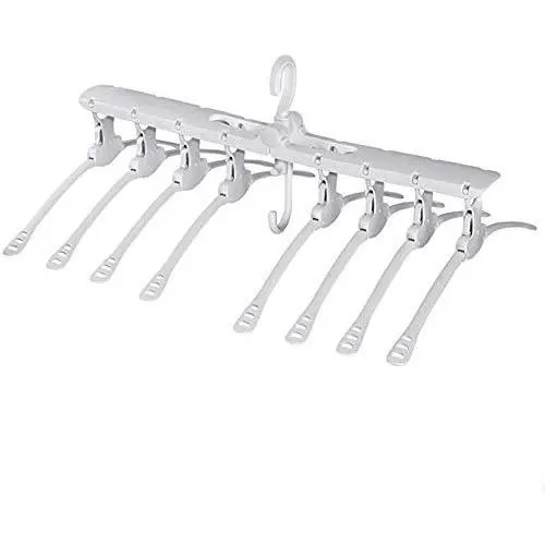 HomWe House Closet Clothes Hangers Space Saving Hangers Multi-Function Plastic Cascading Hanger 8 in 1 Set Magical Hanger in Chrome HomWe House Closet Clothes Hangers Space Saving Hangers Multi-Function Plastic Cascading Hanger 8 in 1 Set Magical Hanger in Chrome