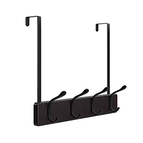 SONGMICS Over-The-Door Hook Rack, Wall-Mounted Coat Rack, Door Clothes Hanger with 4 Metal Hooks, for Living Room, Cloakroom, Bathroom, Dark Brown ULHR24BR SONGMICS Over-The-Door Hook Rack, Wall-Mounted Coat Rack, Door Clothes Hanger with 4 Metal Hooks, for Living Room, Cloakroom, Bathroom, Dark Brown ULHR24BR