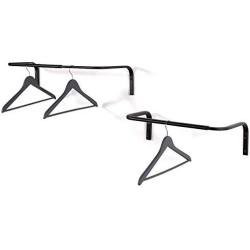 Wall Mounted Adjustable Durable Steel Clothes Rack Set of 2 Drying and Hanging Closet Bar Rail Organizer (Black)