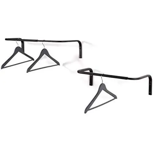 Wall Mounted Adjustable Durable Steel Clothes Rack Set of 2 Drying and Hanging Closet Bar Rail Organizer (Black) Wall Mounted Adjustable Durable Steel Clothes Rack Set of 2 Drying and Hanging Closet Bar Rail Organizer (Black)