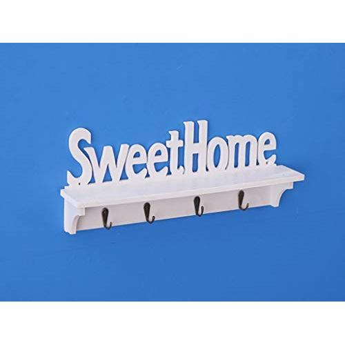 URBeauty Creative Wooden Wall Mounted Storage Organizer Wall Decor Hanger Decoration Tools for Hat Clothes Keys 47157cm Sweet Home Sign