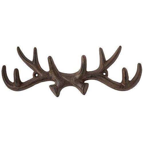 Comfify Vintage Cast Iron Deer Antlers Wall Hooks Antique Finish Metal Clothes Hanger Rack w/Hooks | Includes Screws and Anchors | in Rust Brown (Antlers Hook CA-1507-26)