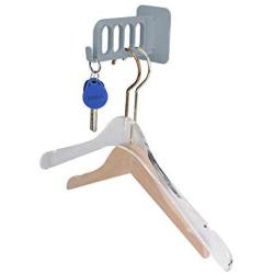 Jeffergarden Clothes Hanger Wall Mounted 4Hole Clothes Dryer Punch-Free Adhesive Laundry Rack for Jacket Coat Scarf Hat Leash Keys(Grey)