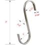 YourGift 20 Pack Flat S Hooks Stainless Steel 3 inches S Shaped Hanging Hooks for Kitchen, Bathroom, Bedroom and Office (Medium)