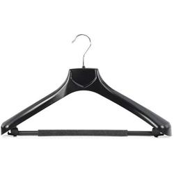 HANGERWORLD 10 Black 17.8inch Plastic Coat Clothes Garment Pant Skirt Bar Hangers 2.36inch Broad Shoulder Support