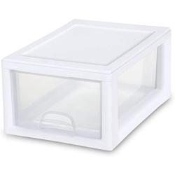 STERILITE 20518006 6 Quart/5.7 Liter Stacking Drawer, White Frame with Clear Drawer