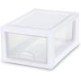 STERILITE 20518006 6 Quart/5.7 Liter Stacking Drawer, White Frame with Clear Drawer