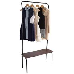 Cxjff Floor Standing Coat Rack Clothes Hat Stand Floor Standing Coat Rack Clothes Hat Stand Hanger Layer Shoes Shelf Pole Iron Wood, 85 30 175CM Hanger Modern (Color : Black)