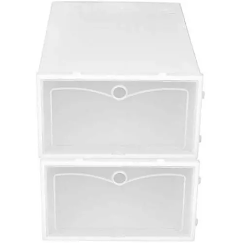 AUNMAS 2 Pcs Clear Plastic Shoe Storage Tidy Organizer Boxes Colorful Liter Stacking Drawer Transparent Storage Shoes Box(3#)