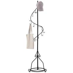 MyGift Elegant Black Metal 14 Hook Spiral Coat Hanger/Bag Display/Garment Rack Stand