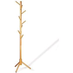 LENDRA Deluxe Wooden Coat Rack Tree ? 8 Hook Adjustable Height Hat, Jacket and Sweater Hanging Stand ? Easy Assembly ? Elegant Design for Home or Office Hall and Entryway