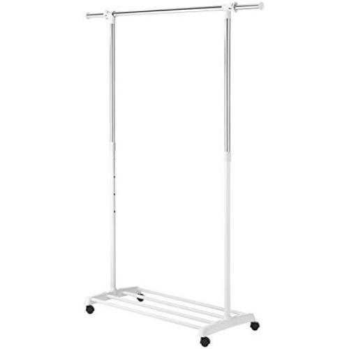 Whitmor Deluxe Adjustable Garment Rack - Rolling Clothes Organizer - White and Chrome