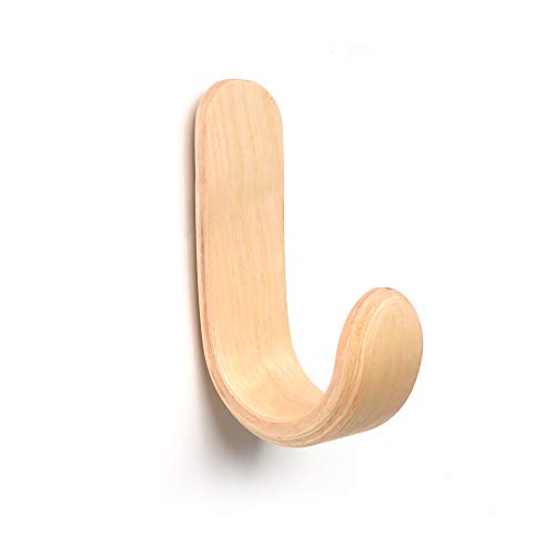 Curve Hook Wall Hook Wooden Coat Hook for Hallway Living Room Office Hanger Home Decor (Natural Wood)