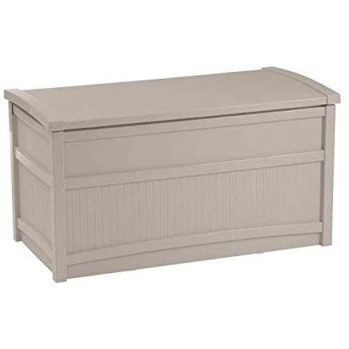 Suncast 50 Gallon Boxes Small Waterproof Outdoor Storage Container for Gardening Tools, Athletic Equipment and More Store Items on Deck, Patio, Backyard, Taupe Suncast 50 Gallon Boxes Small Waterproof Outdoor Storage Container for Gardening Tools, Athletic Equipment and More Store Items on Deck, Patio, Backyard, Taupe