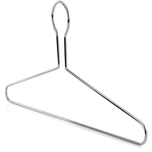 HANGERWORLD 10 Silver 17inch Metal Chrome Security Hookless Heavy Duty Hotel Clothes Garment Coat Hanger