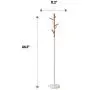 Type A Wooden Coat Rack | Clothing Hanger with 6 Hooks, Easy Assembly & 2 Adjustable Heights | Perfect for Your Hallway, Entryway or Foyer to Hang Your Clothes & Accessories | Wooden White Base