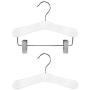 HANGERWORLD 30 White 10inch Kids Baby Toddler Closet Set Wooden Top and Clip Coat Pants Clothes Hangers