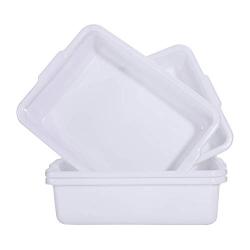 Commercial Bus Tub 4-Pack, Plastic Bus Box/Tote Box, 13 Liter Plastic Storage Bin with Handles/Wash Basin Tub/Storage Basin (White)