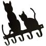 VORCOOL Black Cat Iron Wall Mount Hook Metal Wall Door Mounted Hook Hanger Hat Coat Clothes Hangers Storage Rack Key Holder (Large Size)