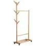Bamboo Garment Rack, FOME Bamboo Clothes Laundry Rack Clothing Rack with Shelves Entryway Storage Rack with Wheels 6 Side Hook Coat Hanger for Jacket Umbrella Clothes Hats Scarf and Handbags Bamboo Garment Rack, FOME Bamboo Clothes Laundry Rack Clothing Rack with Shelves Entryway Storage Rack with Wheels 6 Side Hook Coat Hanger for Jacket Umbrella Clothes Hats Scarf and Handbags