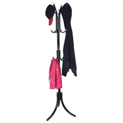 Inkach Coat Rack Hats Hanger Holder Metal Hall Tree Floor Standing Clothes Hats Scarves Garment Storager (Black)