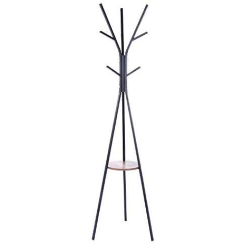 INiubi Clothes Rack, Coat Coat Rack Stand, Storage Shelves Coat Tree, Hall Tree Free Standing Industrial Hall Tree Clothes Hanger for Hat, Bag, Accent Metal Frame Vintage