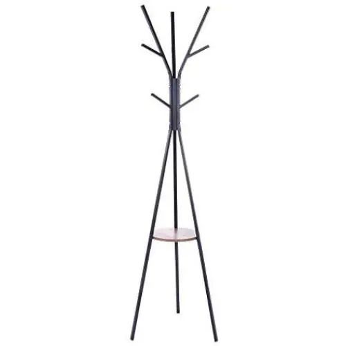 INiubi Clothes Rack, Coat Coat Rack Stand, Storage Shelves Coat Tree, Hall Tree Free Standing Industrial Hall Tree Clothes Hanger for Hat, Bag, Accent Metal Frame Vintage