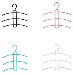 Plastic Cloth Hanger Space Saver Non-Slip Hook Clothes Holder Drying Rack Clothing Organizer 3 Layers Fish Bone Shaped 5pcs Random Color