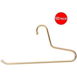 LLEH Open-Ended Pant Hangers, Open-Ended Aluminum Alloy Pants Hanger Non Slip Open Ended Hangers for Pants, Jeans, Trousers, Skirts, Scarf (10-Pack),Gold