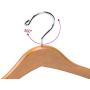 Amber Home Contoured Wooden Hangers Sturdy Wood Suit Coat Clothes Hangers Clothing Hangers with Locking Bar Chrome Hook Pack of 5 (Natural) (Renewed)