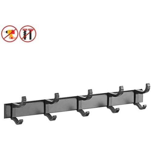 MXueei Shower storage ZfgG Wall Mount Coat Rack Hooks Hanger, Heavy Duty Hat Clothes Holder Metal Rail for Entryway Bathroom Closet Room (Color, Black),White (Color : Black)