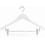 HANGERWORLD 5 White 17.7inch Wooden Notched Coat Clothes Garment Hangers Non Slip Adjustable Clips