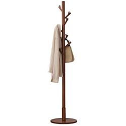 Coat Hangers Coat Stand Clothes Rack High-Grade Wooden Tree Coat Rack Stand, Free Standing Hallway Coat Hanger Hat Stand, for Handbag, Clothes -0223 (Color : Brown)