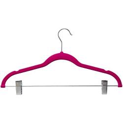 Home-it 10 Pack Clothes Hangers with clips - PINK Velvet Hangers - made for skirt hangers - Clothes Hanger - pants hangers - Ultra Thin No Slip