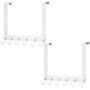 WEBI Over The Door Hook Door Hanger,Over The Door Towel Rack with 6 Coat Hooks for Hanging,Door Coat Hanger Over Door Coat Rack for Towels,Clothes,Back of Bathroom,White,2 Packs