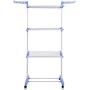 Comcastle 3-Tier Clothes Drying Rack with Heavy Duty 360 Degree Wheels, Double Pole Rail Rod Adjustable Clothes Rack Hanger Indoor Outdoor, Compact Storage