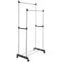 Pentaero 80X42X155Cm Stainless Steel Double Pole Adjustable Rolling Coat Rack, Garment Drying Rack, Floor-Standing Simple Clothes Pole, Indoor Clothes Hanger Bedroom Coat Rack (Black)