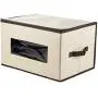 Juvale Storage Bins - 3-Pack Foldable Storage Cubes, Decorative Fabric Storage Bins with Lids and Clear Windows, Household Organization, Closet, Office Supplies, Beige, 16.25 x 12 x 10 Inches