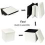 B FSOBEIIALEO Storage Ottoman, Faux Leather Ottomans Cube Footrest Foot Stool Folding Toy Box, White 15.7&quotx15.7&quotx15.7"