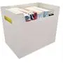 Portable File Folder Organizer, Magazine & Book Storage Boxes with Side Handles, Ivory White Portable File Folder Organizer, Magazine & Book Storage Boxes with Side Handles, Ivory White