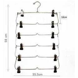 Clothes Racks Clothes Hangers Multi-Layer Clothes Storage Clothes Rack for Tie Scarf Shock Jeans Towel Clothes, Standard Hangers (Color : Black, UnitCount : 5Pcs)