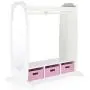 Guidecraft Dress Up Storage ? White: Dramatic Play Costume Rack with Mirror and Tray for Toddlers - Kids Armoire, Dresser with Fabric Storage Bins