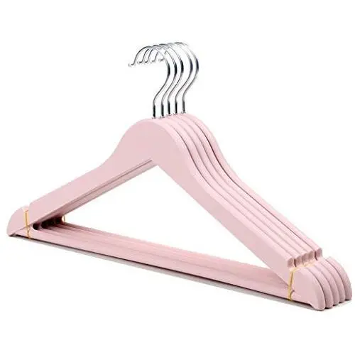 Seamless Solid Color Plastic Hanger Adult Clothes Hanging Plain Wet and Dry Household Hanger Non-Slip 10 Pack FANJIANI (Color : Pink)
