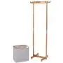Tangkula Laundry Hamper Garment Rack, Bamboo Coat Organizer with Clothes Hanger and Storage Shelves (26W)