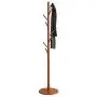 Coat Rack, Wooden Classic Vintage Floor Free Standing Multi-Layer Round Base Hanger Multi-Function Garment Hats Stand Cloth Shelf with 8 Hook for Home, Office, Entryway, Bedroom (Coffee)